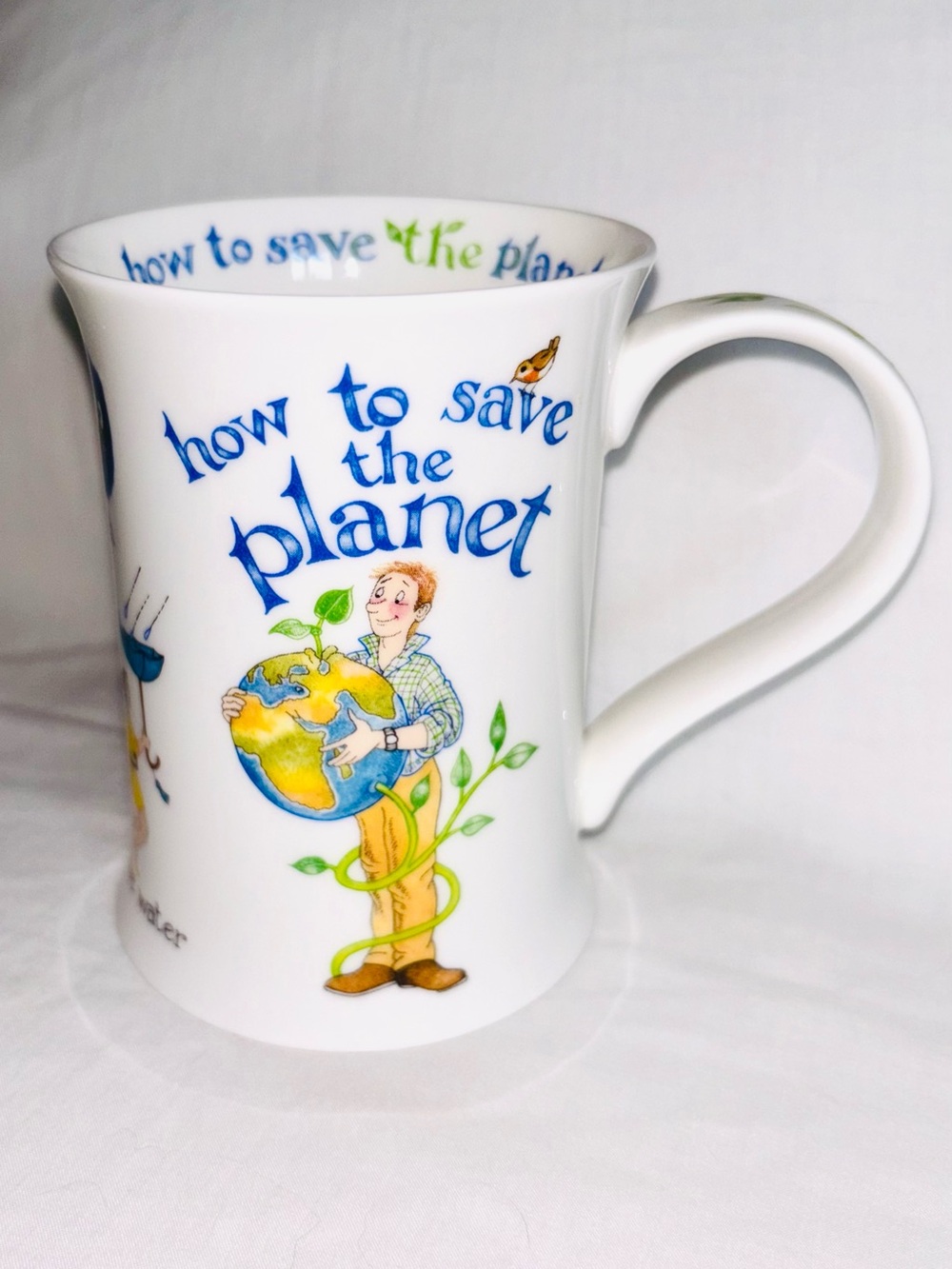 Dunoon Bone China Mug How To Save The Planet Cherry Denman Design